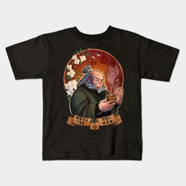 Uncle Iroh Avatar - Make Tea Not War Kids T-Shirt by copacoba